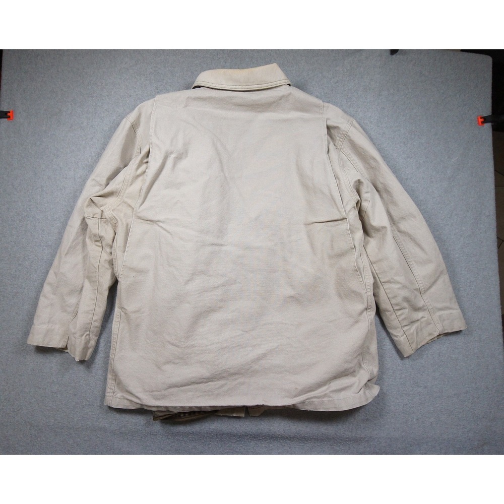 Vintage LL Bean Jacket Mens Small Beige Chore Coat Lined Outdoors H147 - Picture 7 of 16